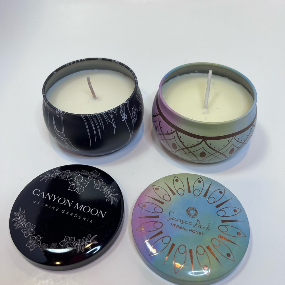 Canyon Moon Jasmine Gardenia & Sunset Park Herbal Honey Candle Duo